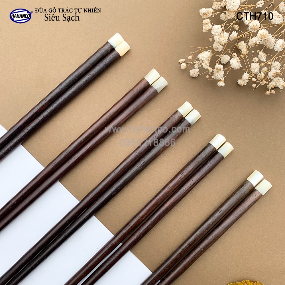 Đũa gỗ Trắc Đầu 1cm Ốc Biển New Zealand Cao Cấp HAHANCO (Hộp 10 đôi) Siêu Sạch- CTH710