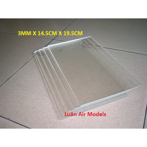 3mm 14.5x19.5cm Combo 5 tấm nhựa mica cứng trong suốt làm hồ cá, hộp, ốp biển số,cắt theo yêu cầu (VA143x5)- Luân Air