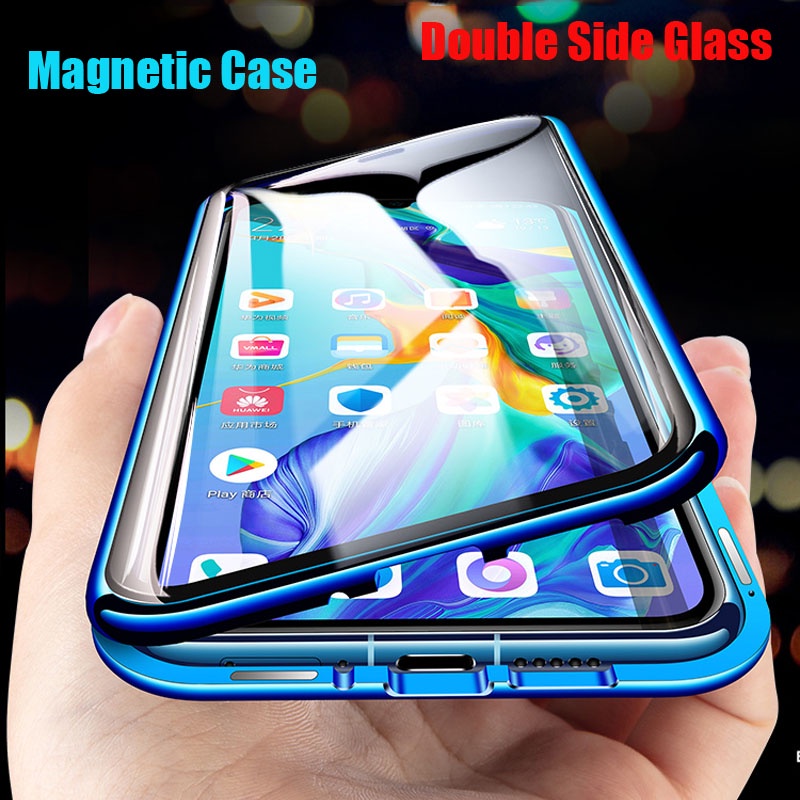 Ốp điện thoại hai mặt kính cường lực từ tính bảo vệ 360 độ dành cho Samsung A11 A21S A31 A51 A71 A02S A03S