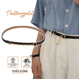 Đai váy bản nhỏ tròn xích da cao cấp, thắt lưng nữ 1.3cm TLD019 (Hỗ trợ bấm lỗ dây nịt) - Thắt Lưng Giá Tốt