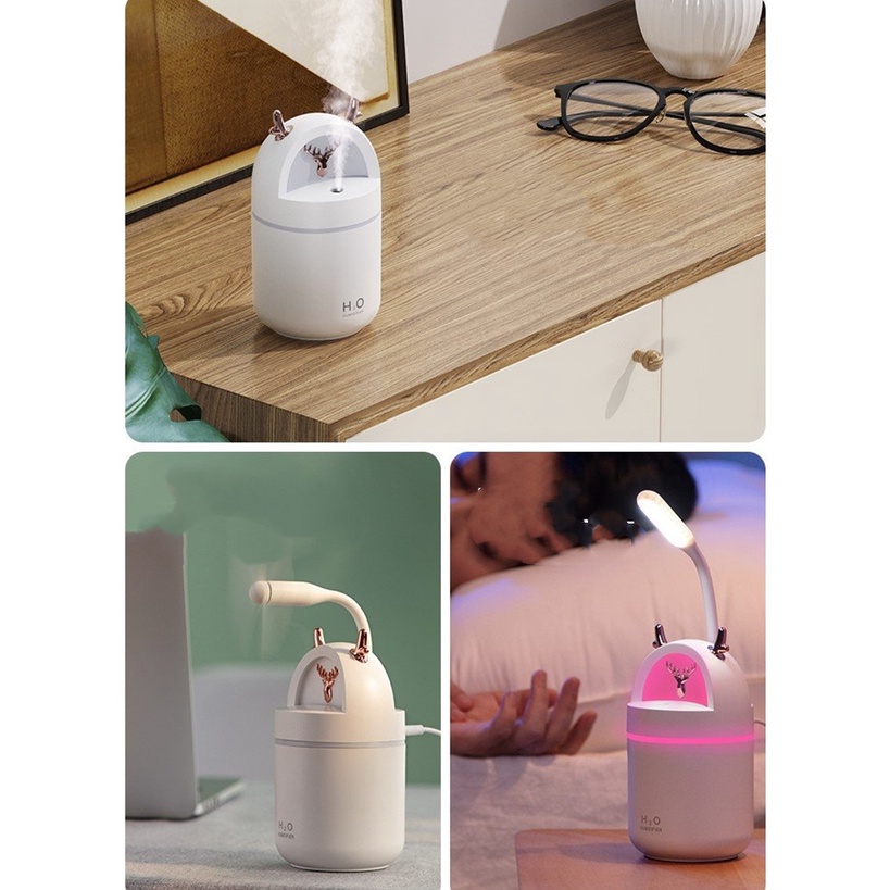 Máy phun sương tạo độ ẩm cho bàn làm việc, máy xông tinh dầu mini 3 in 1