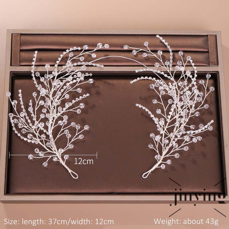 GETNOIVAS Cài tóc đeo đầu họa tiết hoa đính đá phong cách Châu Âu cho cô dâu