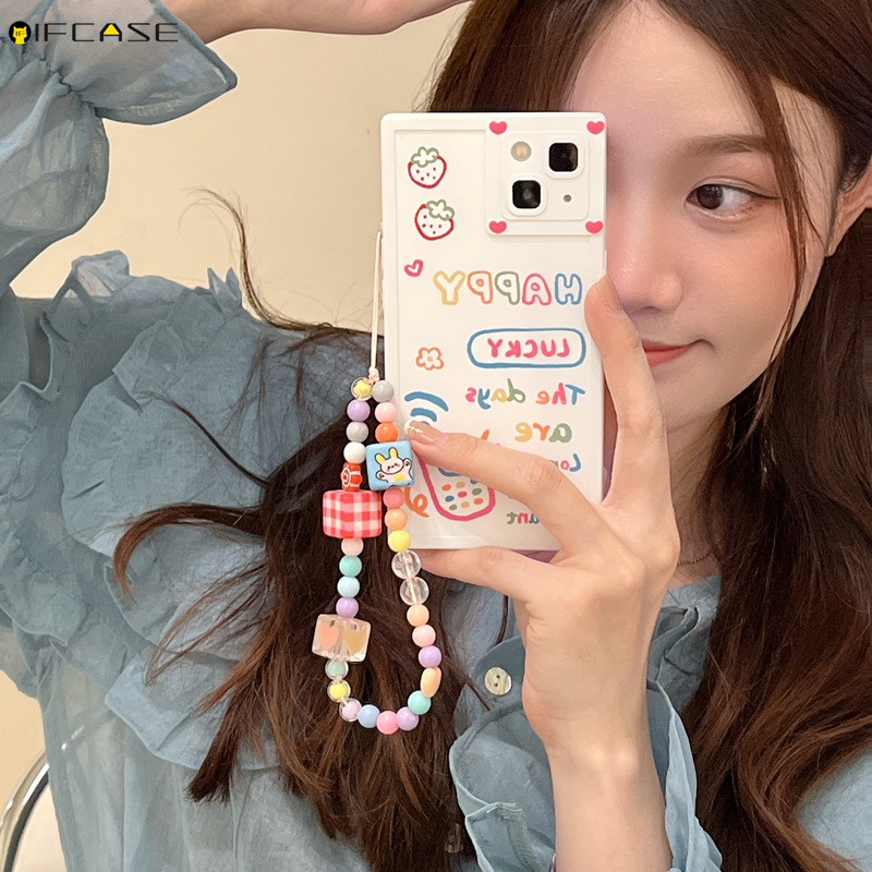 Ốp Điện Thoại Dẻo Hình Vuông Họa Tiết Trái Tim / Chữ Đơn Giản Kèm Vòng Tay & Dây Đeo Cho iPhone 13 12 11 Pro Max XS Max XR X