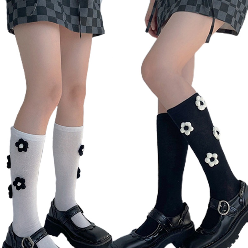 Vớ Len Ống Lửng Họa Tiết Hoa 3D Phong Cách Lolita Cho Nữ