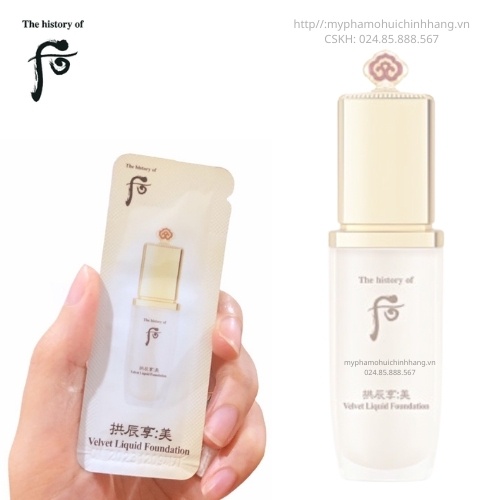 Gói Kem Nền WHOO Gongjinhyang: Mi Velvet Liquid Foundation No.21 hàng chính hãng