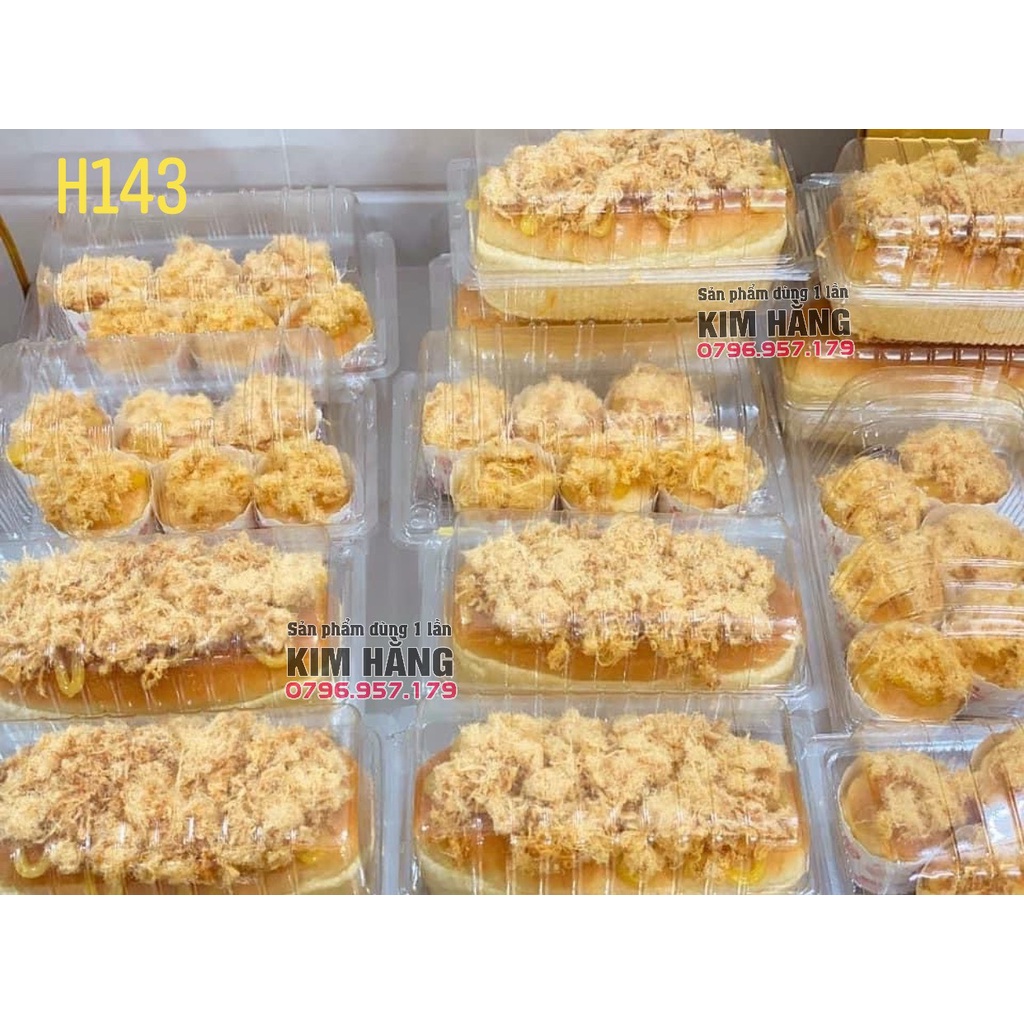 100 hộp H143 đựng bánh mì phô mai tan chảy , đựng bánh mì chà bông , đựng bánh bông lan cuộn , .....