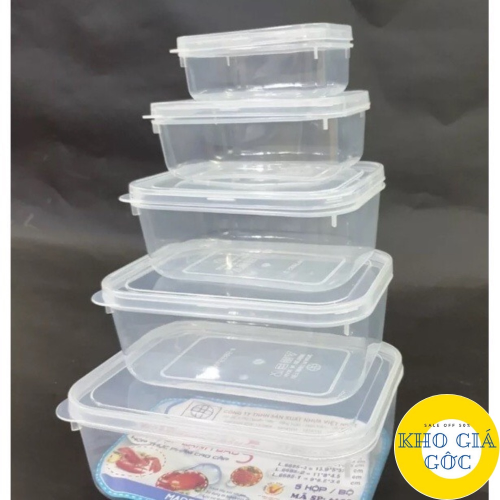 Bộ 5 hộp lạnh bầu đựng thức ăn Việt Nhật