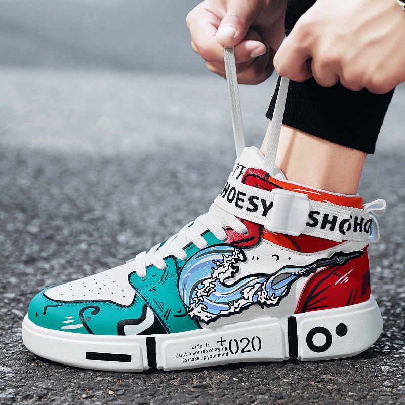 Giày thể thao nam in họa tiết hoạt hình Demon Slayer Tanjirou Kimetsu no Yaiba size 31~44