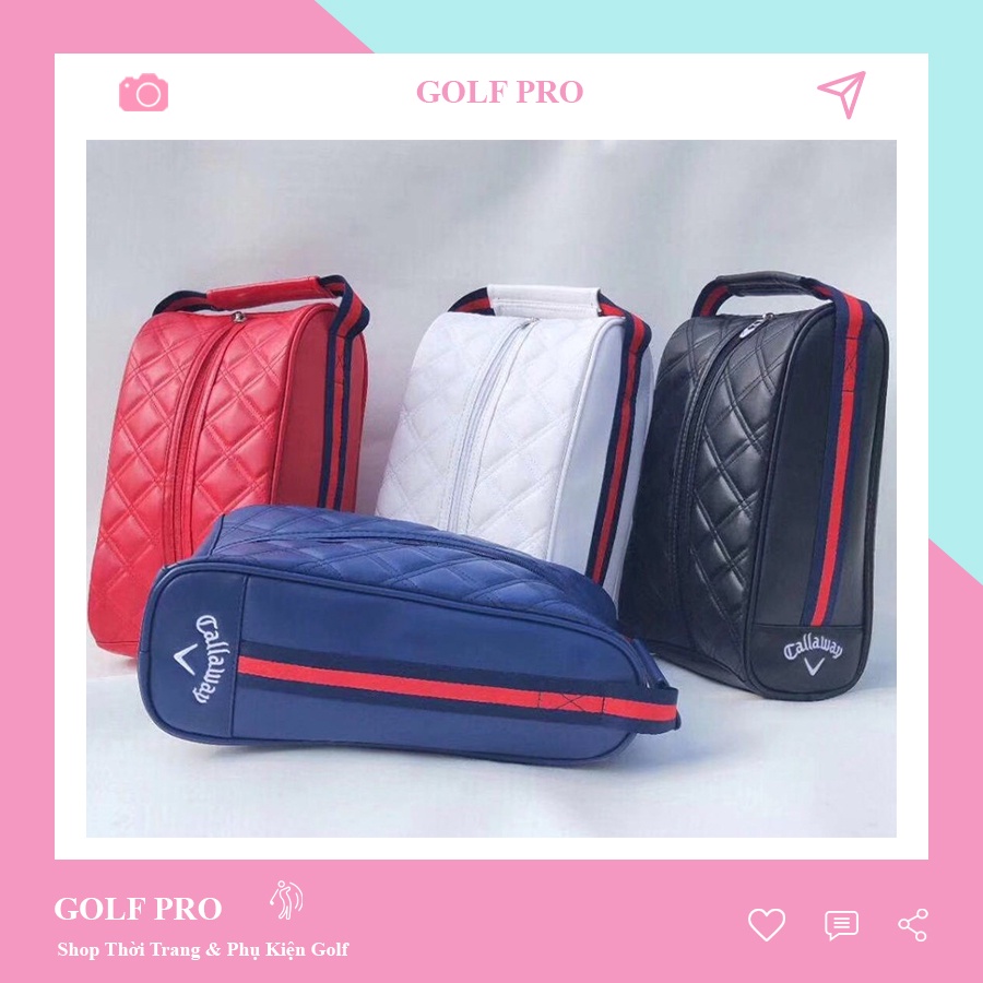 Túi đựng giày chơi thể thao golf Callaway da PU chống nước cao cấp GOLF PRO SG001