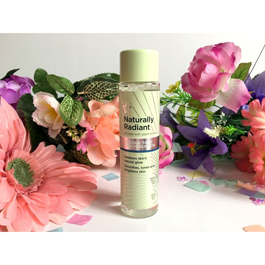 Toner tẩy da chết sáng da superdrug AHA Naturally Radiant Glycolic Tonic 5% Glycolic Acid Toner 100ml/300ml/30ml