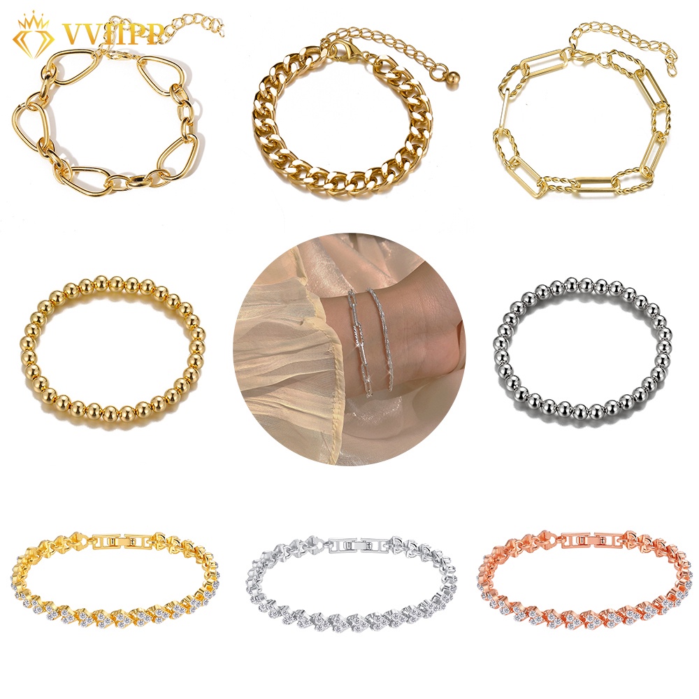 Vòng Tay Mạ Vàng Bạc Đính Đá Pha Lê Hình Trái Tim Thời Trang Cho Nữ