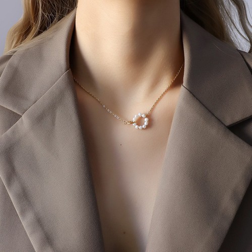 Dây Chuyền 2 Khoen Tròn Lồng Nhau Titan Ko Đen TT 3453