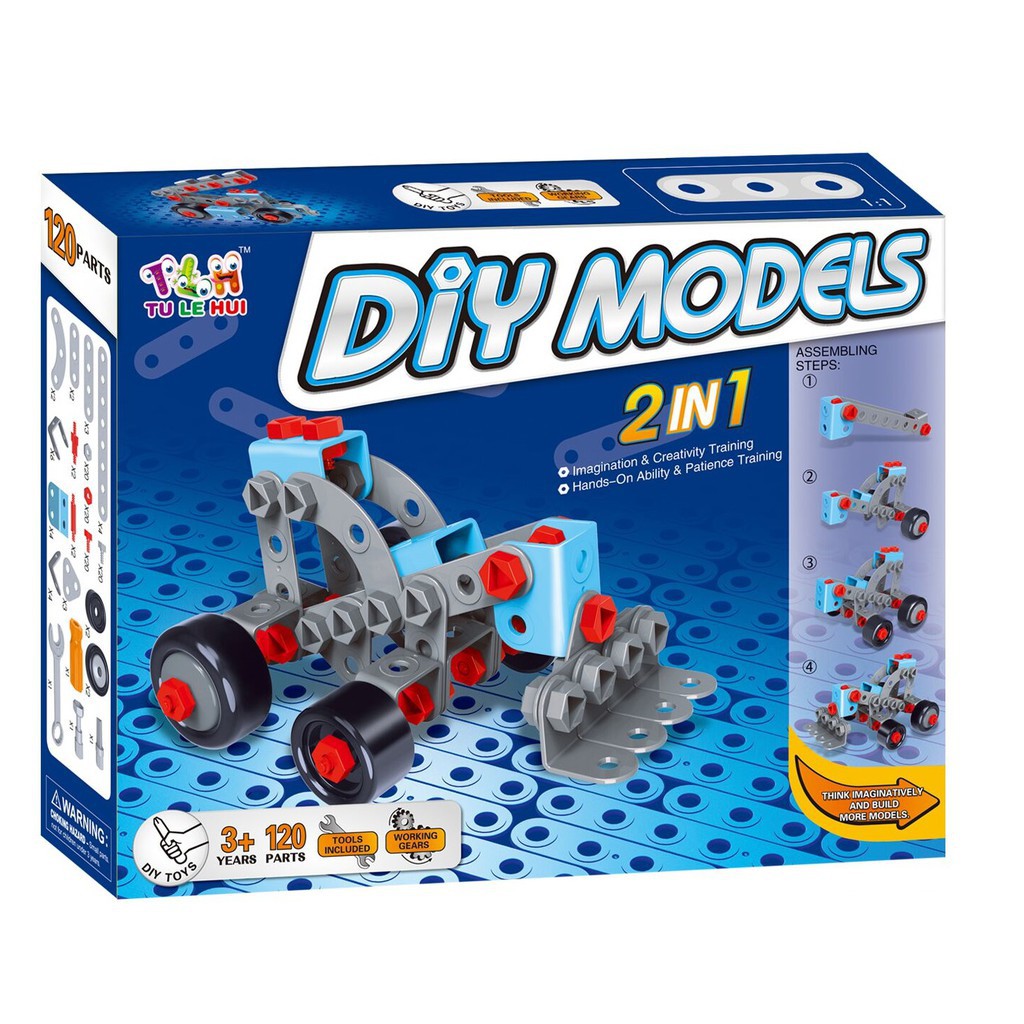 Đồ chơi phát triển kỹ năng cho bé - DIY MODELS lắp ghép mô hình 3D 2 trong 1 Toyshouse nhựa mềm