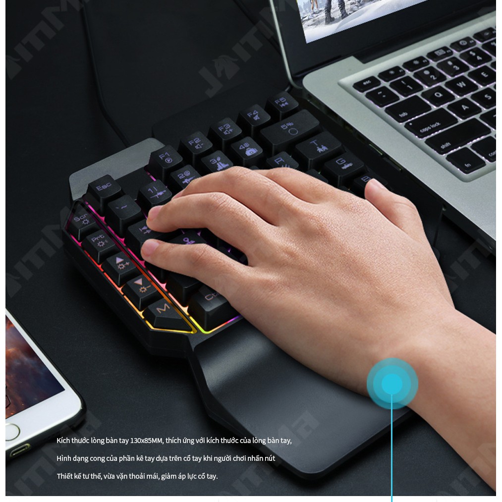 One-handed colorful mechanical gaming keyboard