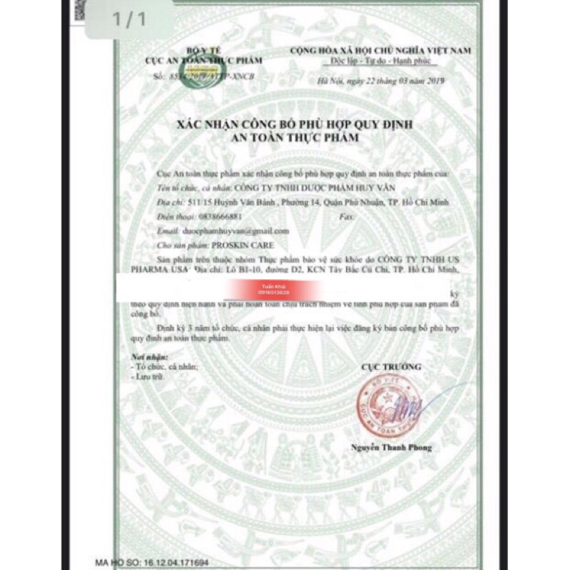 Viên uống sáng da PROSKIN CARE 60 viên | Thế Giới Skin Care