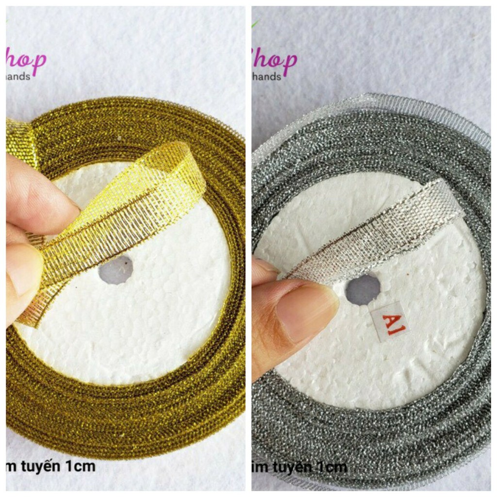 Ruy băng voan kim tuyến 1cm - cuộn 22m