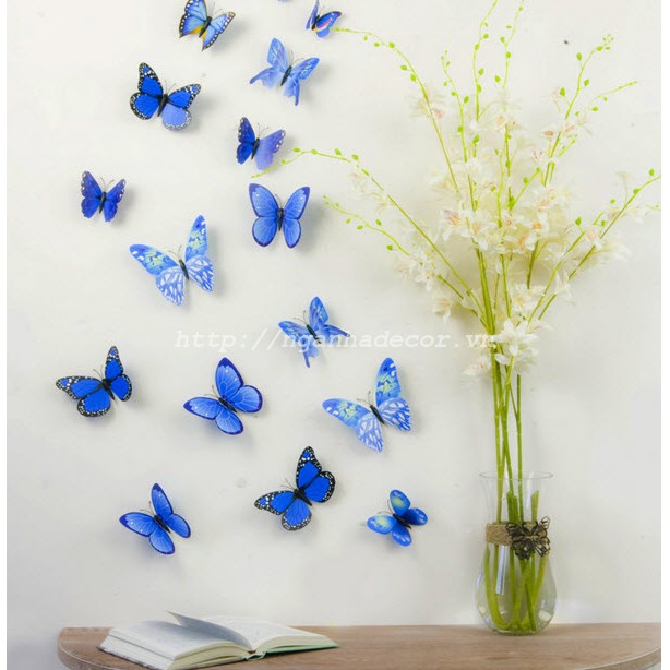BỘ 12 STICKER HÌNH BƯỚM 3D CÁNH ĐẾ NAM CHÂM SIÊU HOT