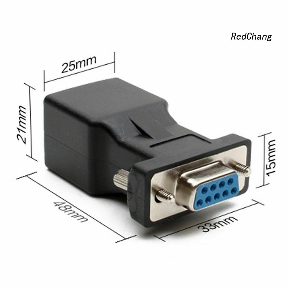 -SPQ- RS232 DB9 9-Pin Serial Port Female to RJ45 Female Ethernet Adapter Converter