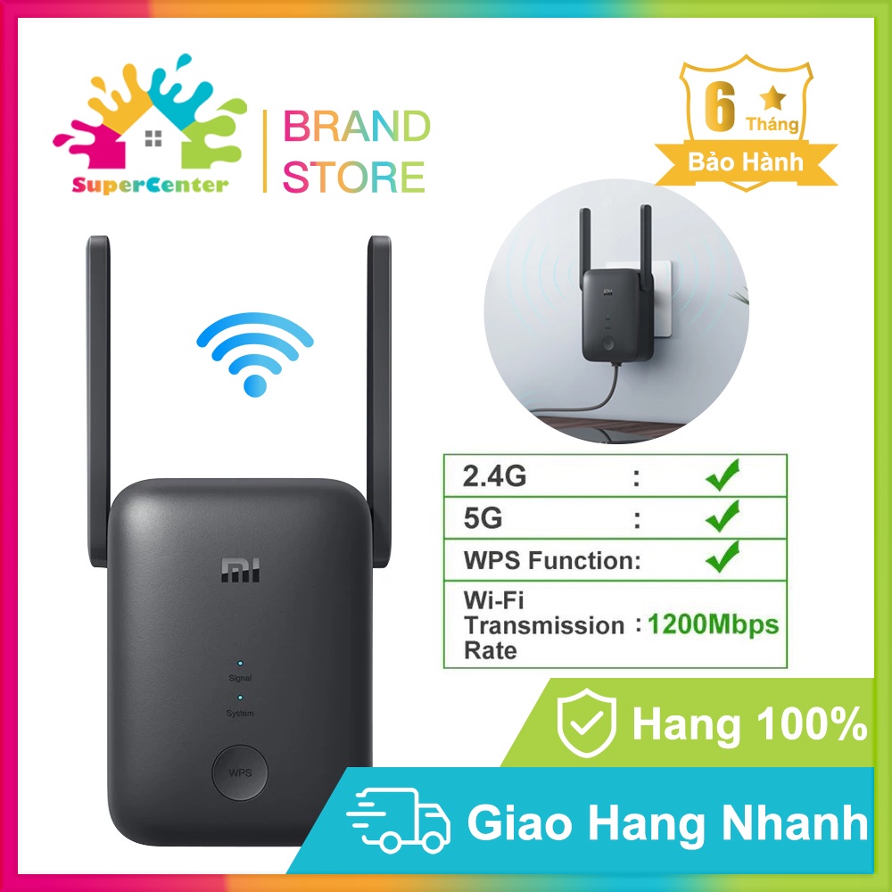 Kích sóng wifi Xiaomi AC1200 1200Mbps Siêu ổn định 2.4GHz 5GHz Quốc Tế