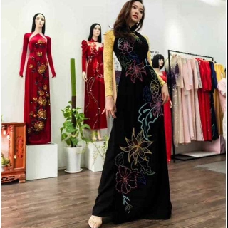 Áo dài thiết kế đính kết thủ công (4 tà)