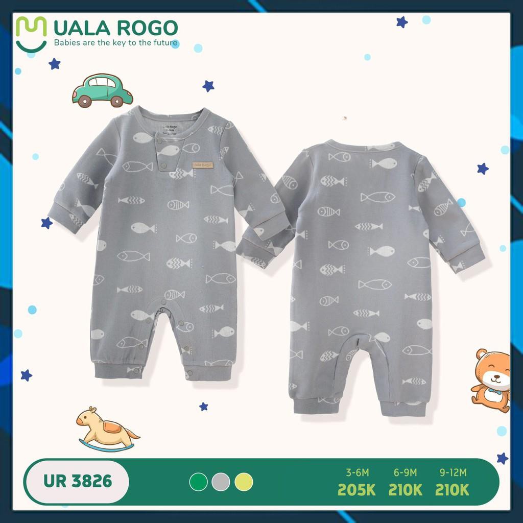 UR3826- Bộ Body nỉ cúc giữa Uala rogo cho bé trai bé gái từ 0 tháng đến 12 tháng