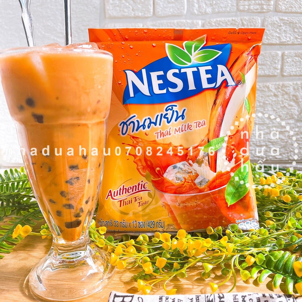 Một gói trà sữa đỏ tự pha Nestea Thái Lan gói lớn gồm 13 thanh nhỏ 33gamx13