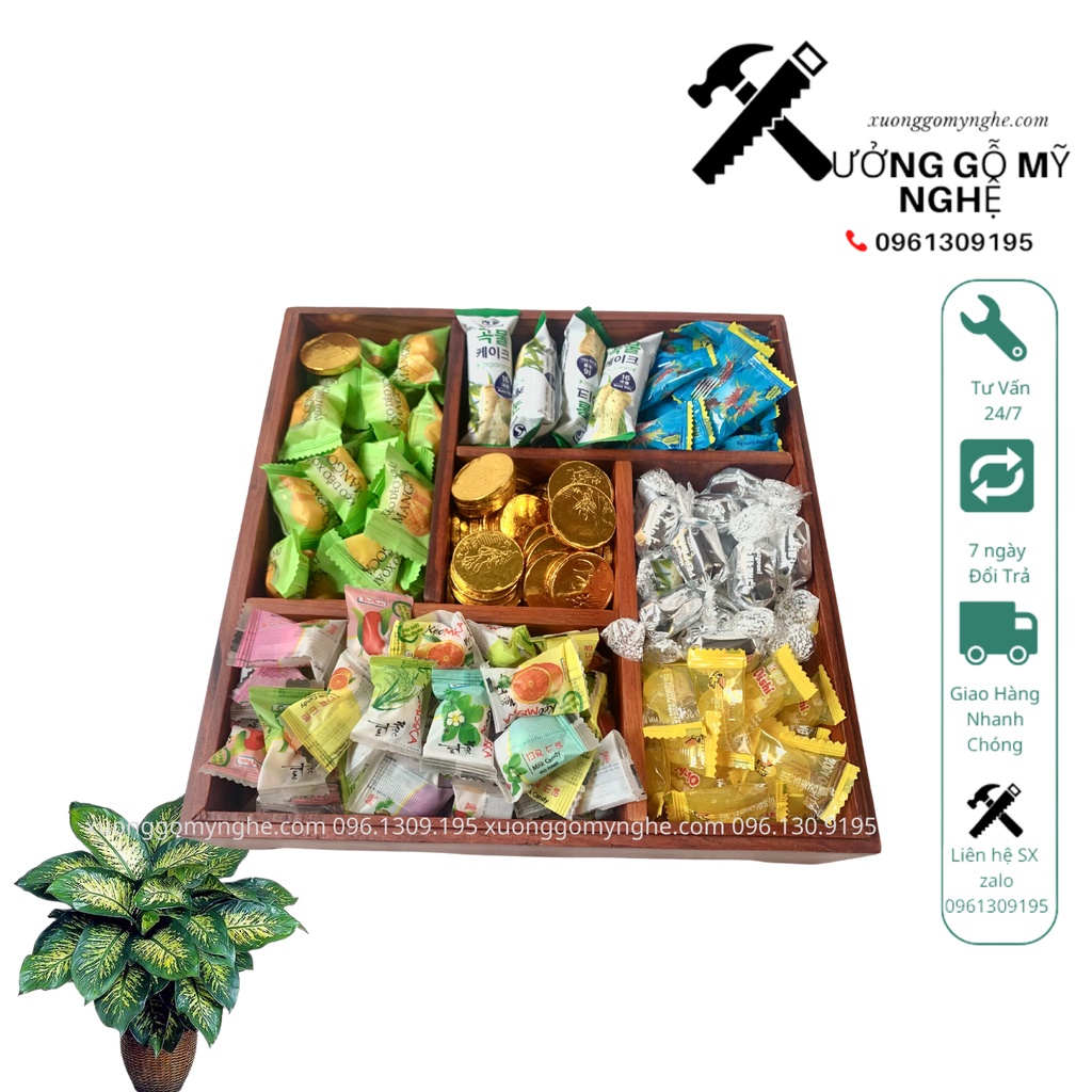 Khay Mứt Trạm Lý Ngư Nguyệt Vọng Gỗ Hương tự nhiên