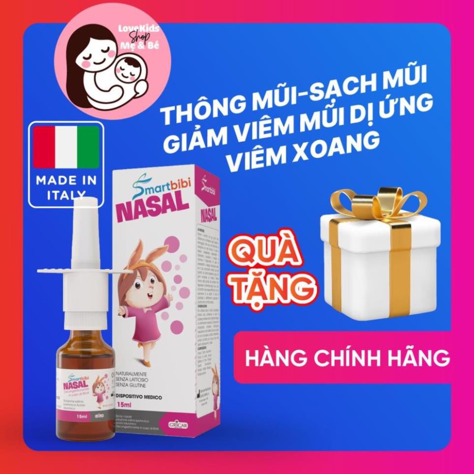 Xịt vệ sinh mũi trẻ em Smartbibi Nasal làm loãng dịch mũi, thông thoáng màng nhầy hỗ trợ điều trị viêm mũi và viêm họng