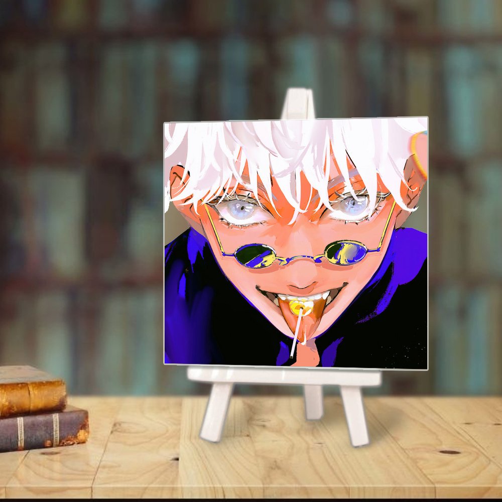 Tranh kính in hình JUJUTSU KAISEN CHÚ THUẬT HỒI CHIẾN M2 anime chibi acrylic mica trong trưng bày trang trí giá gỗ