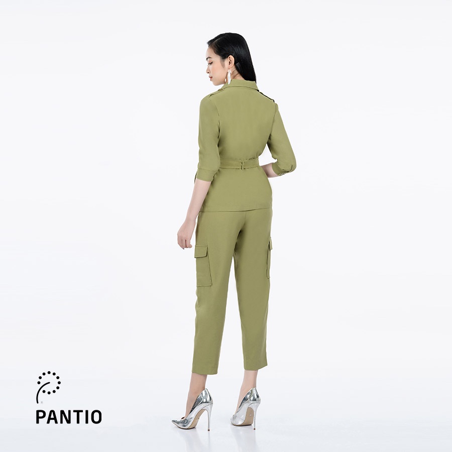 Áo sơ mi kiểu chất liệu thô thiết kế bo eo dáng suông BAK52299- PANTIO