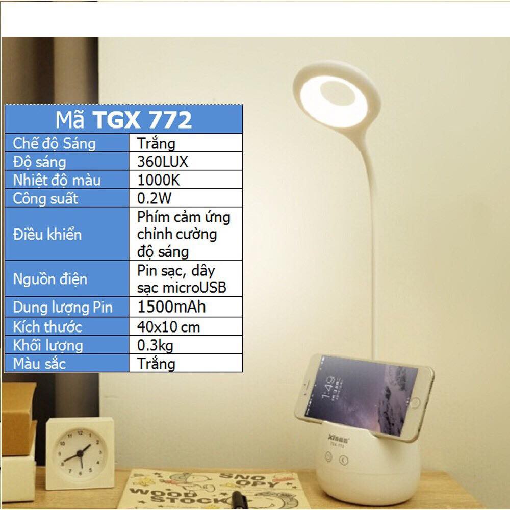 ĐÈN LED ĐỂ BÀN BẢO VỀ MẮT TÍCH HỢP ỐNG CẮM BÚT TGX - 72
