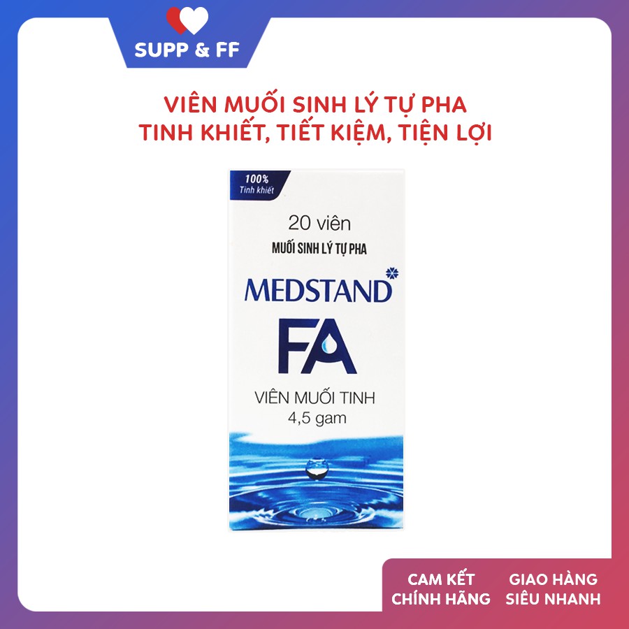 Viên muối sinh lý tự pha - Viên muối tinh Medstand FA - Tinh khiết, tiết kiệm, tiện lợi - Lọ 20 viên