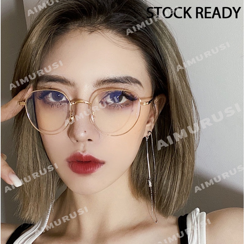 Mắt Kính Gọng Kim Loại Chống Bức Xạ Thời Trang Hàn Quốc Cho Nữ