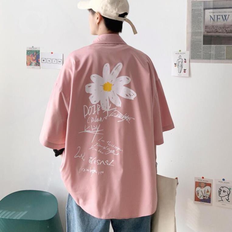 Áo sơmi tay lỡ kaki unisex Quốc Dân hoa cúc nam nữ phong cách thời trang kmg bao chất