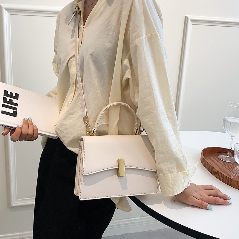 Túi xách đeo chéo nữ da cao cấp khóa chữ nhật cầm tay đeo chéo thời thượng dây đeo tùy chỉnh Solin T23