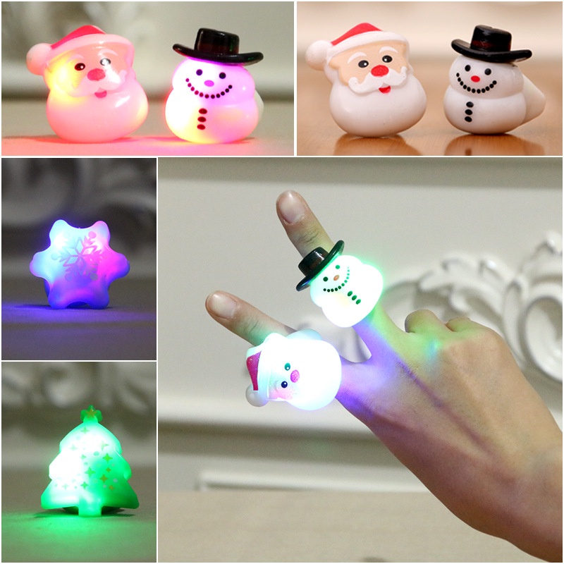 Đèn LED hình ông già noel đeo ngón tay trang trí tiệc giáng sinh cho trẻ em