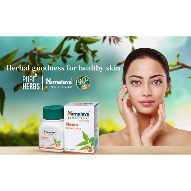 NEEM Himalaya hộp 60 viên Date 2026 nuôi dưỡng bảo vệ da hổ trợ cải thiên cho da mụn hàng Ấn Độ