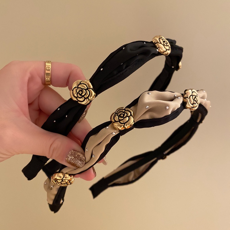 Băng Đô Cài Tóc Hình Hoa Trà Phong Cách Pháp 2022, bờm tóc hoa trà kiểu mới