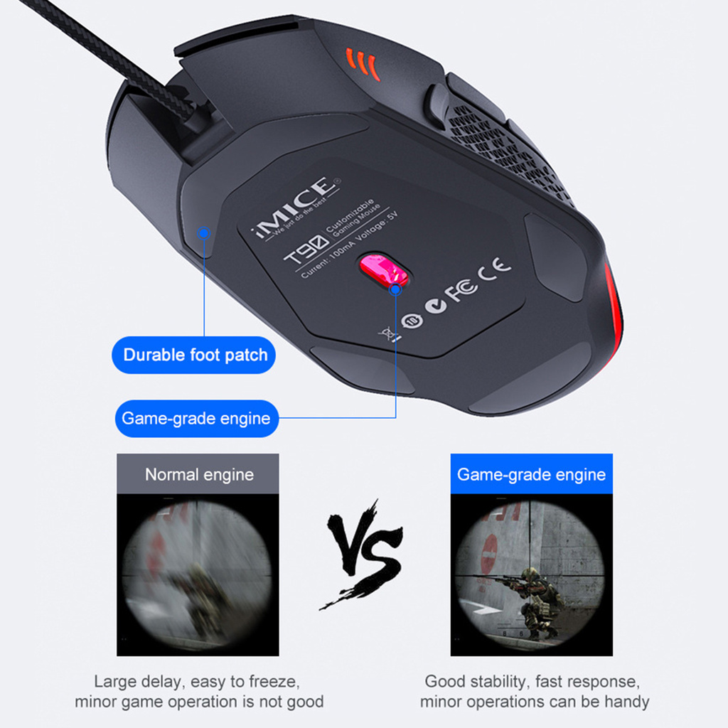 Chuột Gaming Mimice T90 Phát Sáng 8 Nút 7200dpi Cao Cấp