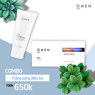 COMBO Sữa Tắm QMEN Vita Shower Gel Trắng Da Hoàn Hảo và Mặt Nạ Ngủ Water Mask Magic QMEN tái tạo da