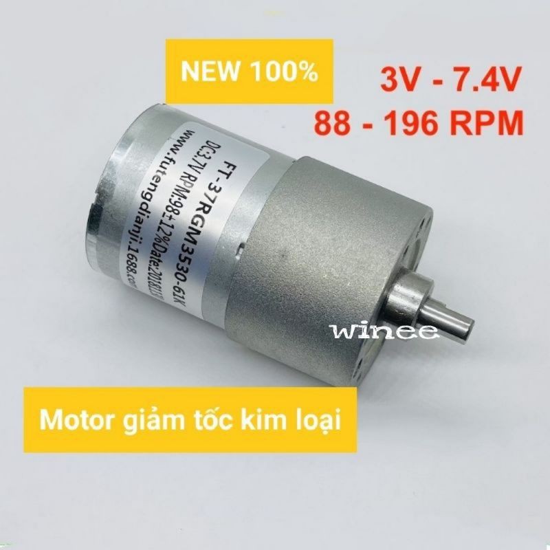 Motor giảm tốc bánh răng kim loại 37RGM530 3V - 7.4V tốc độ 88 - 196RPM chất lượng cao