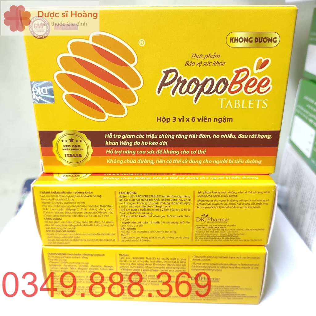 Viên Ngậm Keo Ong Propobee Không Đường - Giảm Ho, Đau Rát Họng - Hộp 18 viên