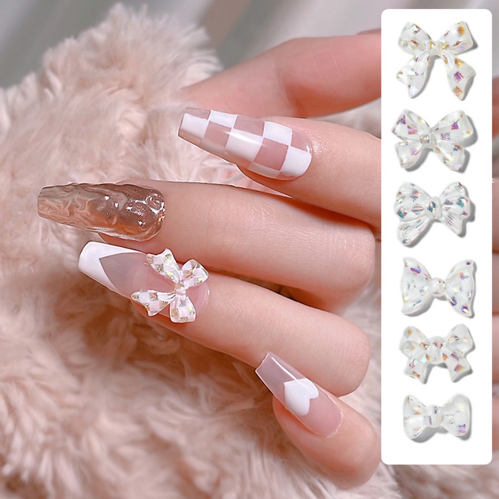 Set charm nơ nhựa trang trí móng tay 3D - Set 12 nơ