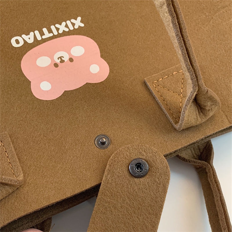 Oeteo Túi Xách Tay Cắm Trại Bằng Vải Hình Gấu Cho Nữ