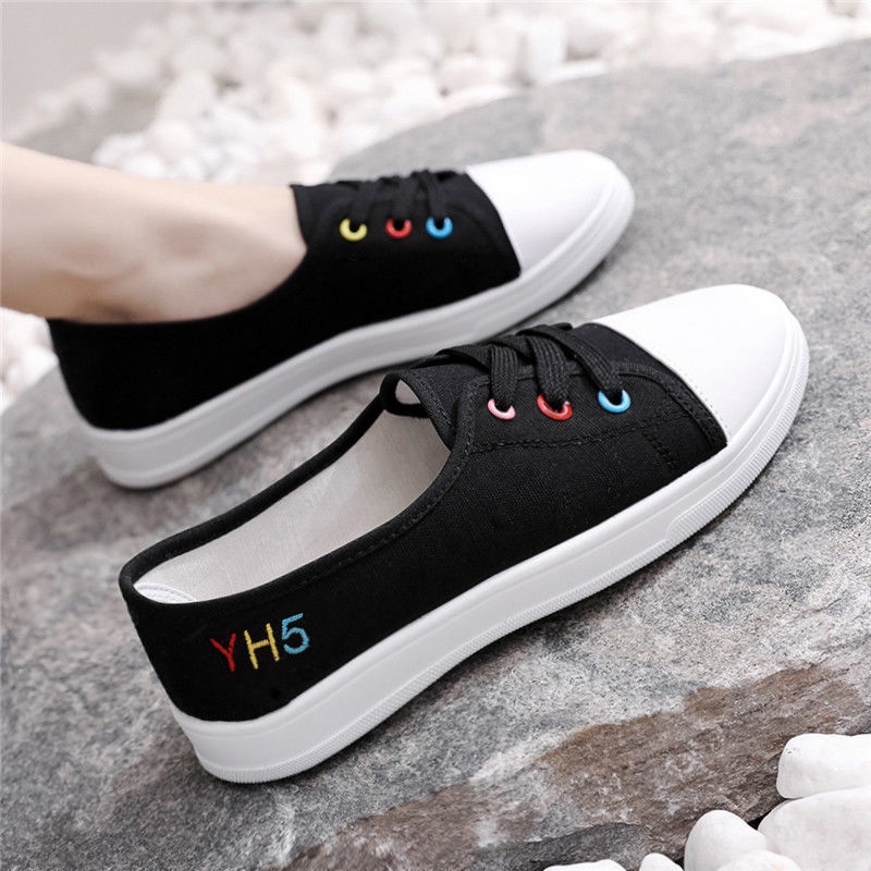 Giày Thể Thao Canvas Màu Trắng Thiết Kế Mới Thời Trang Mùa Xuân Theo Phong Cách Hàn Quốc Cho Nữ