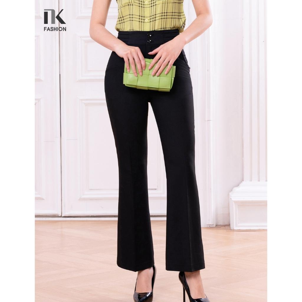 Quần Tây Nữ Công Sở NK FASHION Thiết Kế Ống Loe Cạp Cao Hai Cúc, Chất Vải Mềm Nhẹ Tôn Dáng NKQU2204001