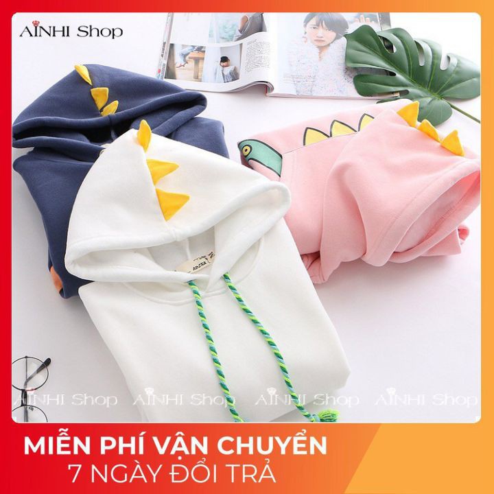 Áo Hoodie ❤️FREESHIP❤️ Unisex Nam Nữ Kiểu Dáng Sweater, Chất Nỉ Bông Cao Cấp Có Nón Chui Đầu Hình Khủng Long Xanh