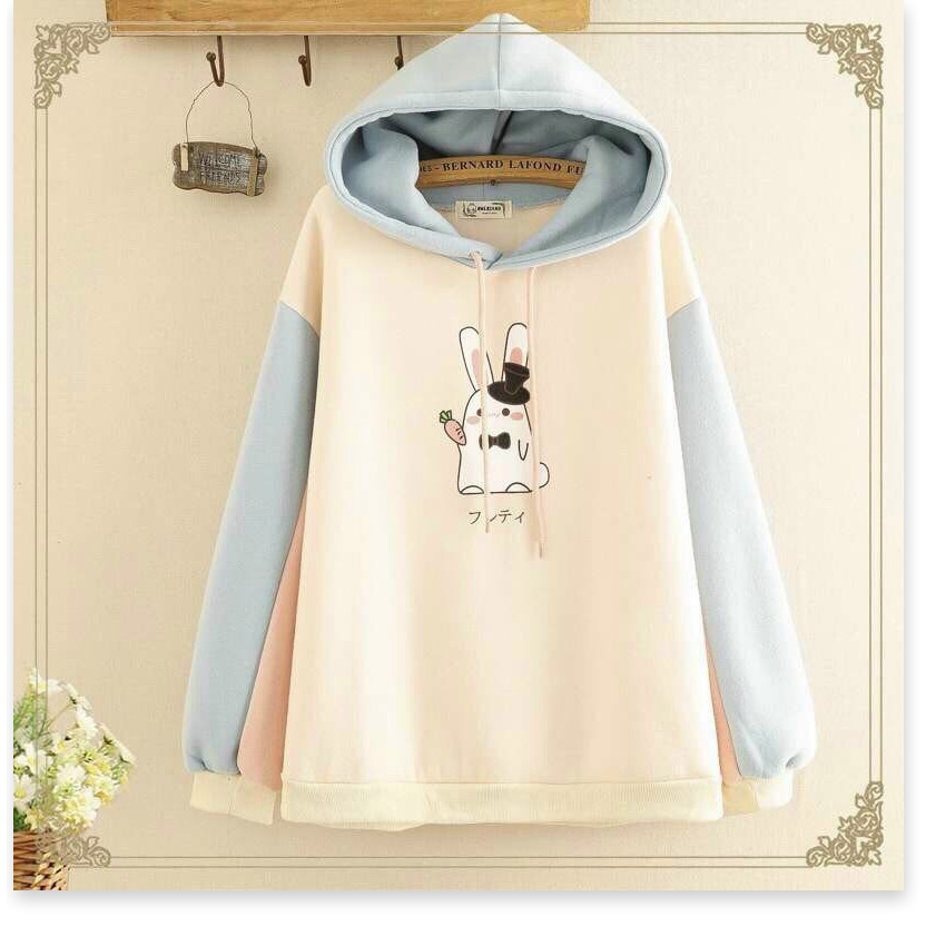 Áo khoác hoodies form rộng có mũ con thỏ cực đẹp , hot 2021 KHÁNH AN STORE