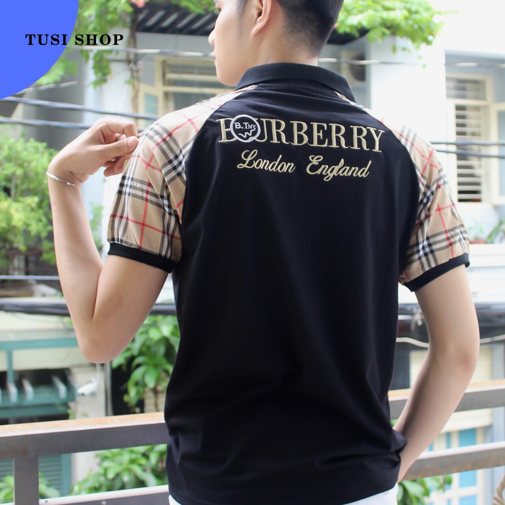 [SIÊU GIẢM GIÁ] Áo thun tay ngắn cổ trụ, áo cổ bẻ nam nữ thiêu chữ burberri | BigBuy360 - bigbuy360.vn