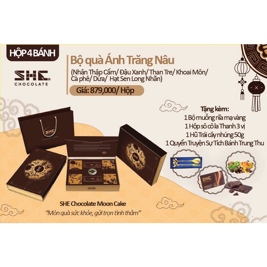 Bánh Trung Thu Socola Nhân Thập Cẩm Set 4 Bánh Món Quà Mùa Trung Thu